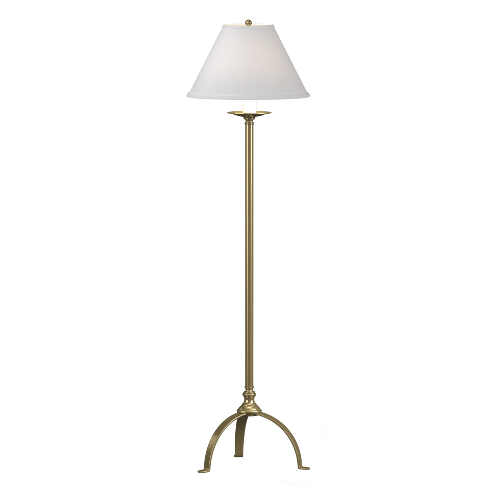 Hubbardton Forge Simple Lines Floor Lamp, Hand-Forged Steel, Dimmable, Linen Shade, 58" Tall