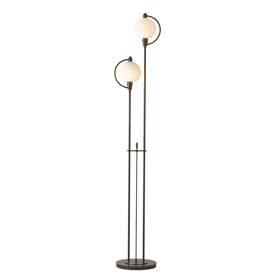 Hubbardton Forge Pluto Floor Lamp 68.1" Tall, Dimmable, Clear/Opal Glass Shade, Multiple Finishes