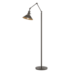 Hubbardton Forge Henry Floor Lamp 60.8" - Handcrafted Brass-Riveted Shade, Dimmable, Versatile Design