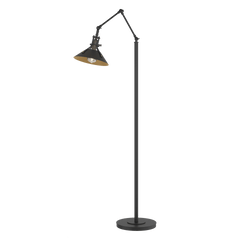 Hubbardton Forge Henry Floor Lamp 60.8" - Handcrafted Brass-Riveted Shade, Dimmable, Versatile Design