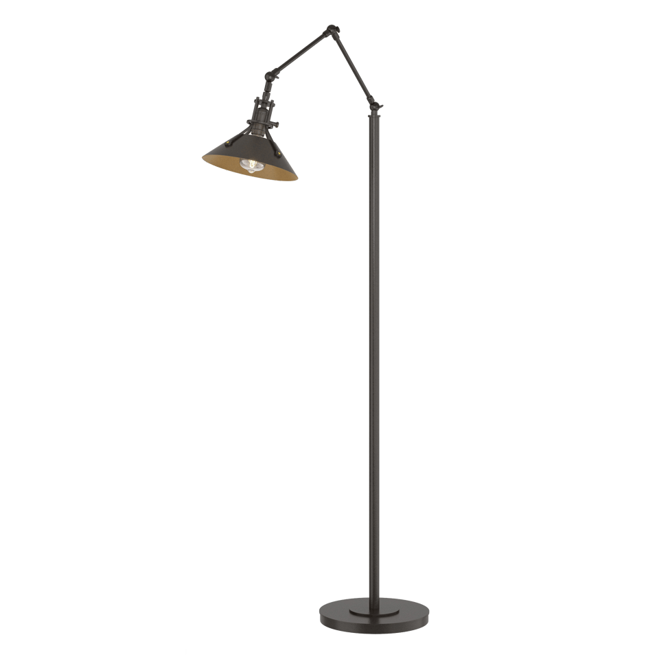 Hubbardton Forge Henry Floor Lamp 60.8" - Handcrafted Brass-Riveted Shade, Dimmable, Versatile Design