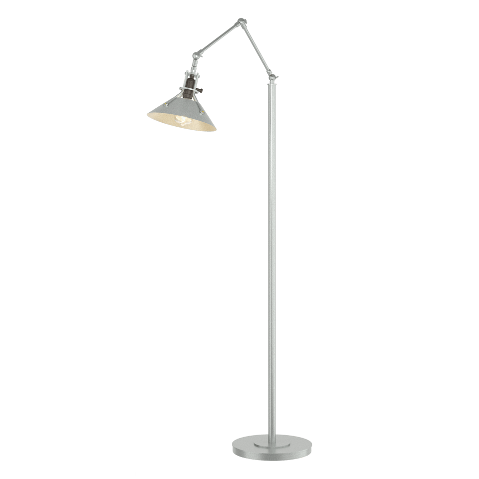 Hubbardton Forge Henry Floor Lamp 60.8" - Handcrafted Brass-Riveted Shade, Dimmable, Versatile Design