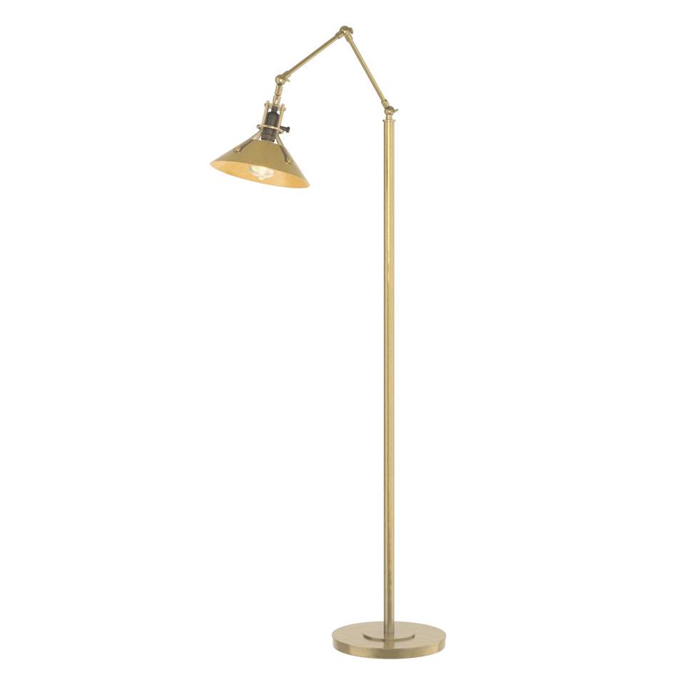 Hubbardton Forge Henry Floor Lamp 60.8" - Handcrafted Brass-Riveted Shade, Dimmable, Versatile Design