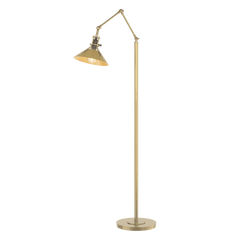 Hubbardton Forge Henry Floor Lamp 60.8" - Handcrafted Brass-Riveted Shade, Dimmable, Versatile Design