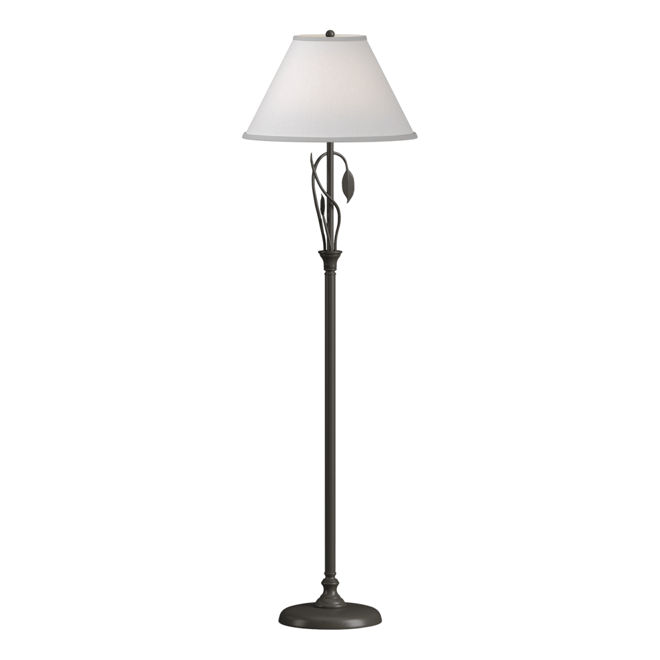 Forged Leaves and Vase Floor Lamp 56" Tall by Hubbardton Forge - Dimmable Natural Linen Shade