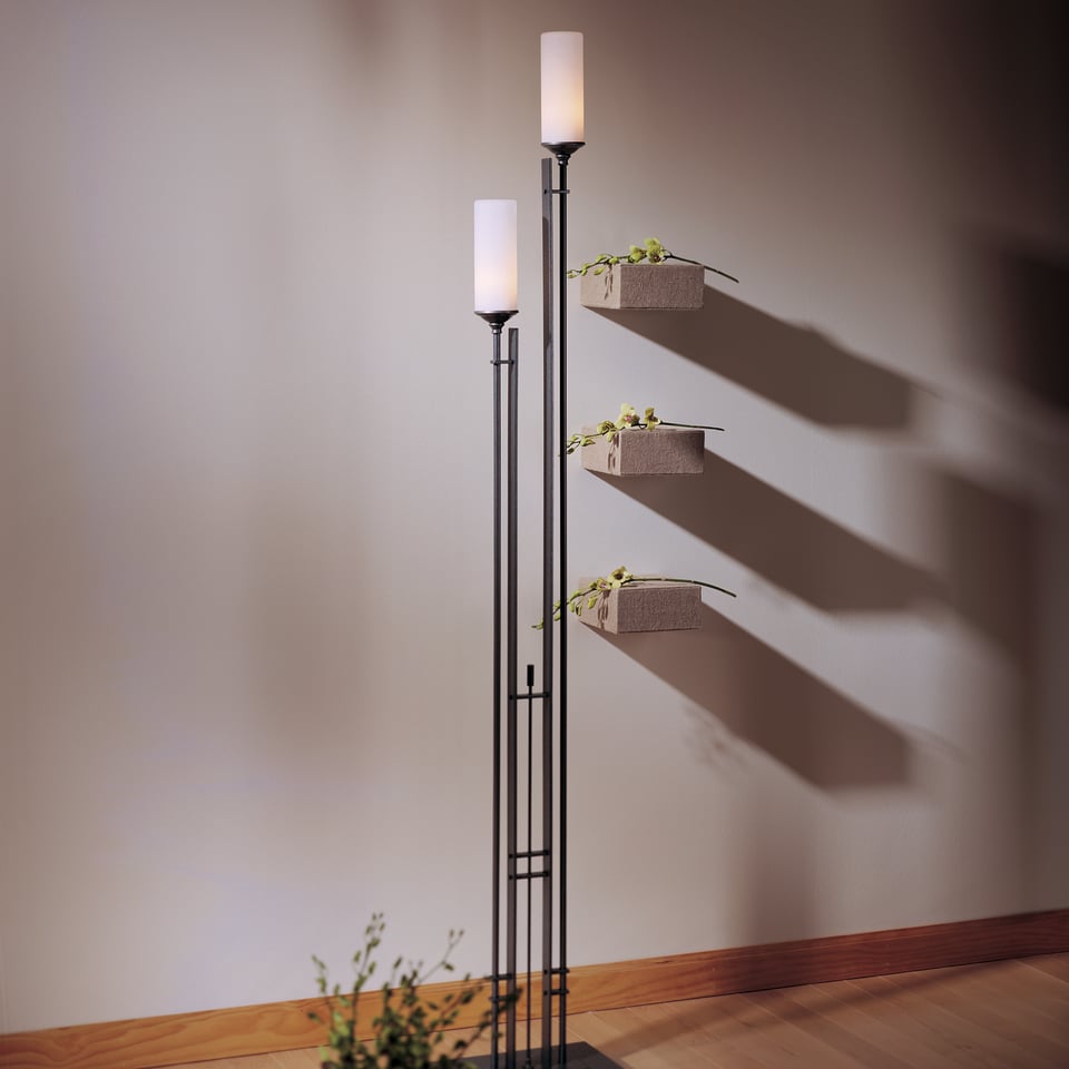 Metra Twin Tall Floor Lamp 74.7" by Hubbardton Forge - Dimmable, Handcrafted with Exquisite Glass