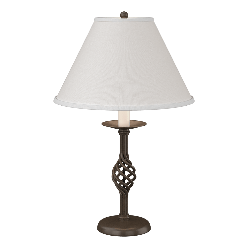 Hubbardton Forge 265001 Twist Basket Table Lamp With Natural Linen Shade, Dimmable, 25.5" Height