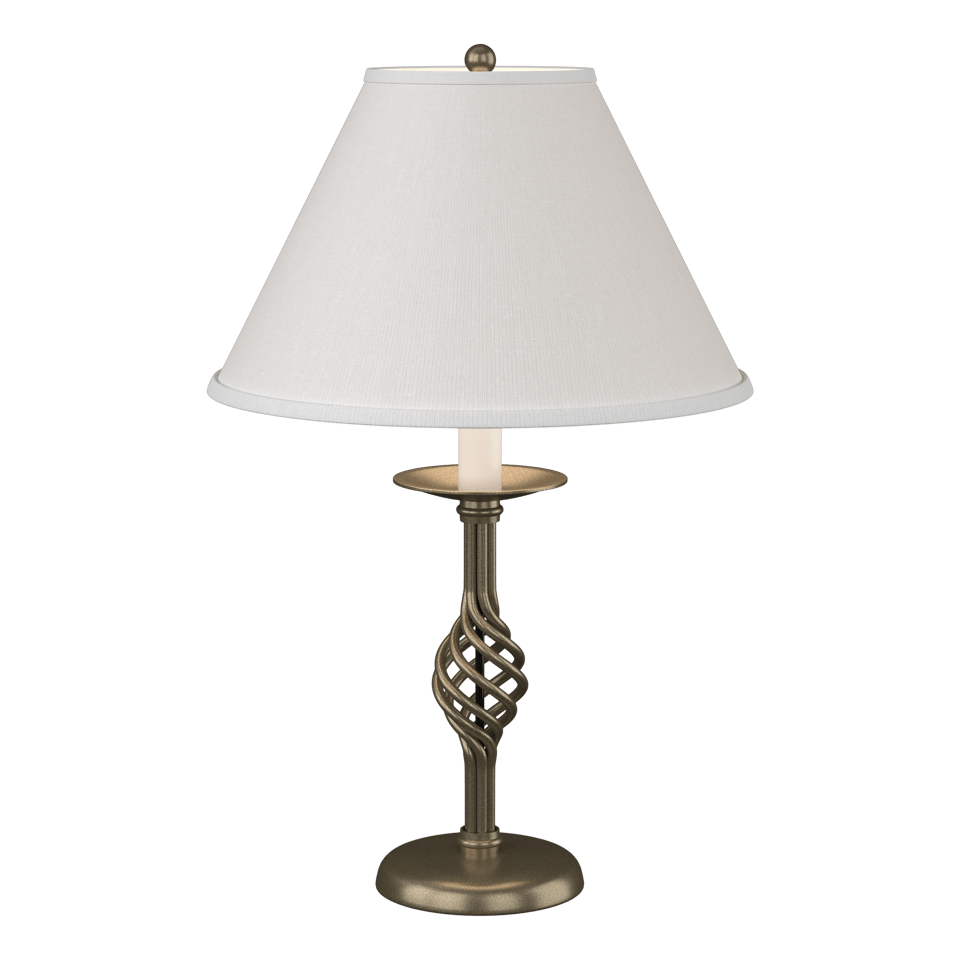 Hubbardton Forge 265001 Twist Basket Table Lamp With Natural Linen Shade, Dimmable, 25.5" Height