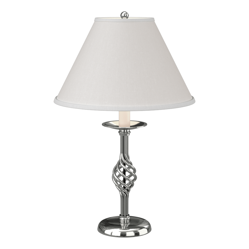 Hubbardton Forge 265001 Twist Basket Table Lamp With Natural Linen Shade, Dimmable, 25.5" Height