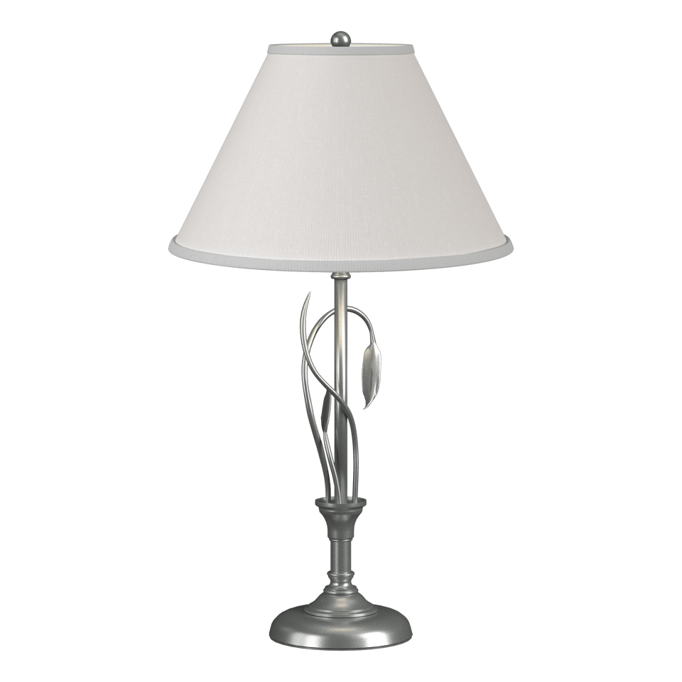 Hubbardton Forge Forged Leaves Table Lamp with Handcrafted Iron Design and Dimmable Natural Linen Shade