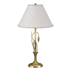 Hubbardton Forge Forged Leaves Table Lamp with Handcrafted Iron Design and Dimmable Natural Linen Shade