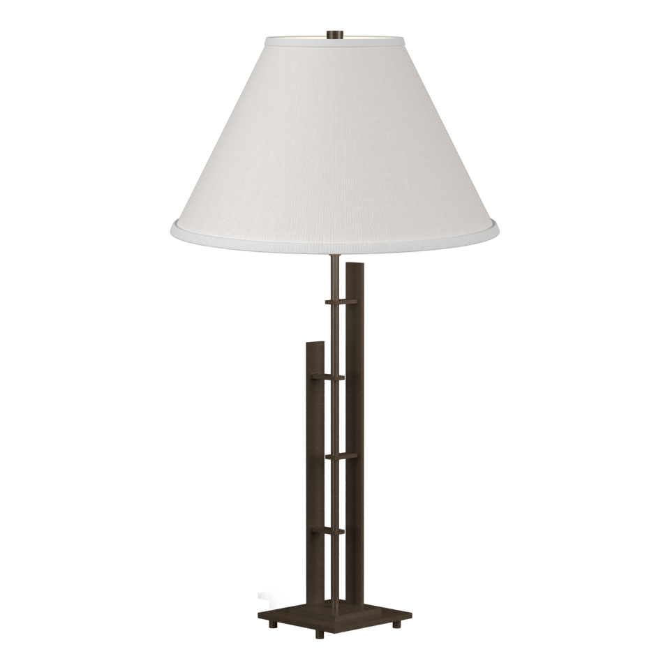 Hubbardton Forge Metra 2-Light Table Lamp, Dimmable, Customizable Finishes, Handcrafted Steel