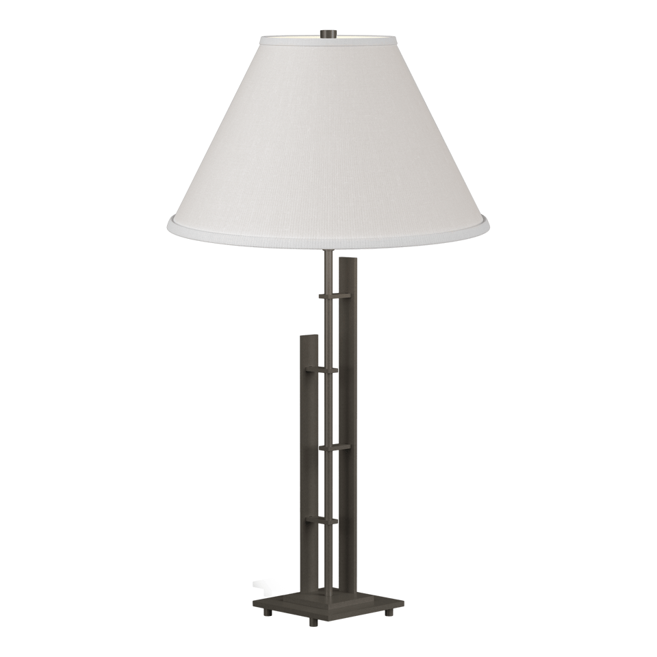 Hubbardton Forge Metra 2-Light Table Lamp, Dimmable, Customizable Finishes, Handcrafted Steel