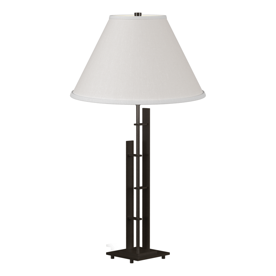 Hubbardton Forge Metra 2-Light Table Lamp, Dimmable, Customizable Finishes, Handcrafted Steel