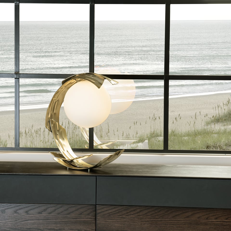 Hubbardton Forge Crest Table Lamp - Unique Opal Glass Shade, Dimmable, Multiple Finishes, 19.8" H