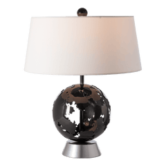 Hubbardton Forge Pangea Table Lamp, Hand-Forged Steel, Dimmable, Natural Linen Shade, 27.3" Tall