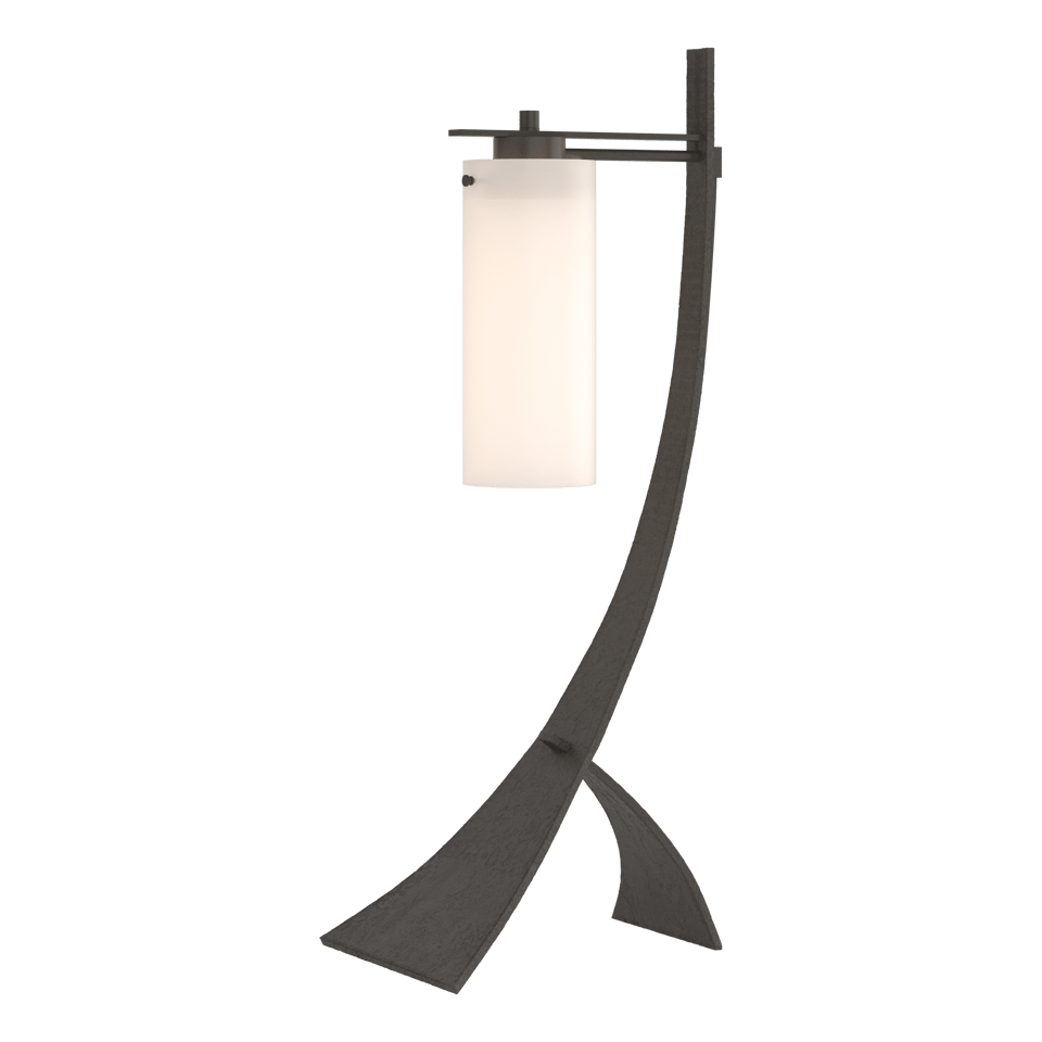 Hubbardton Forge Stasis Table Lamp 100W Dimmable, Handcrafted Iron with Opal Glass Shade