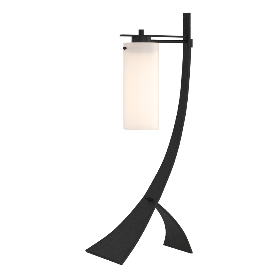 Hubbardton Forge Stasis Table Lamp 100W Dimmable, Handcrafted Iron with Opal Glass Shade