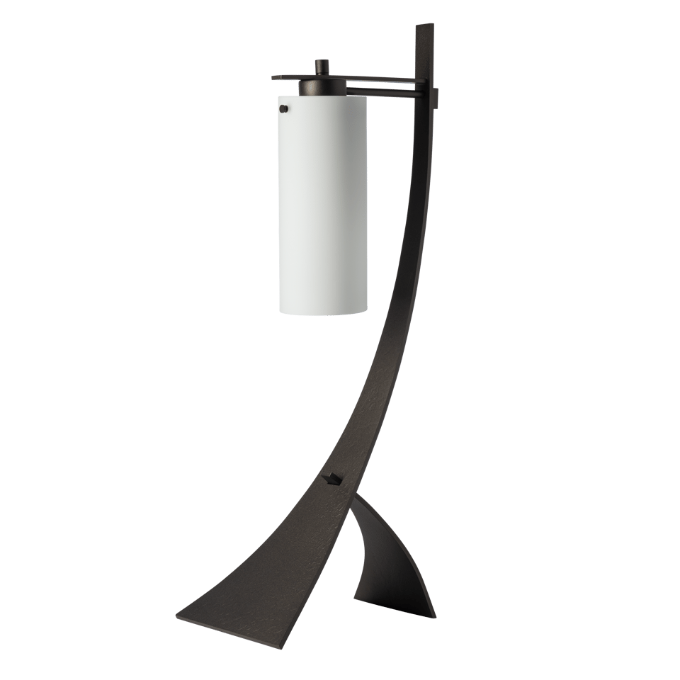 Hubbardton Forge Stasis Table Lamp 100W Dimmable, Handcrafted Iron with Opal Glass Shade