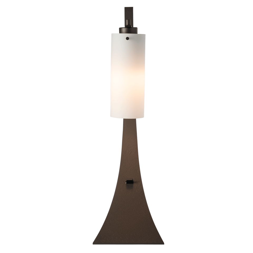 Hubbardton Forge Stasis Table Lamp 100W Dimmable, Handcrafted Iron with Opal Glass Shade