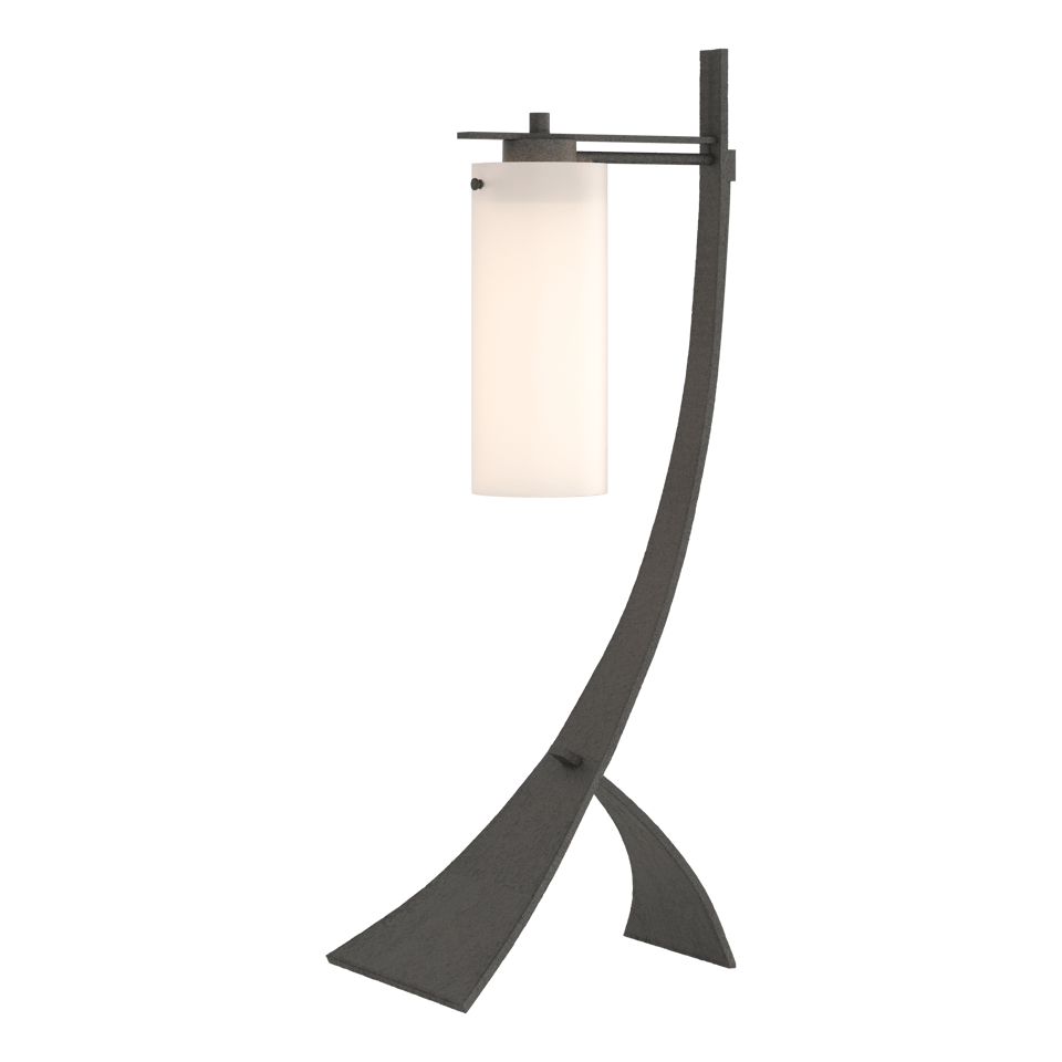 Hubbardton Forge Stasis Table Lamp 100W Dimmable, Handcrafted Iron with Opal Glass Shade