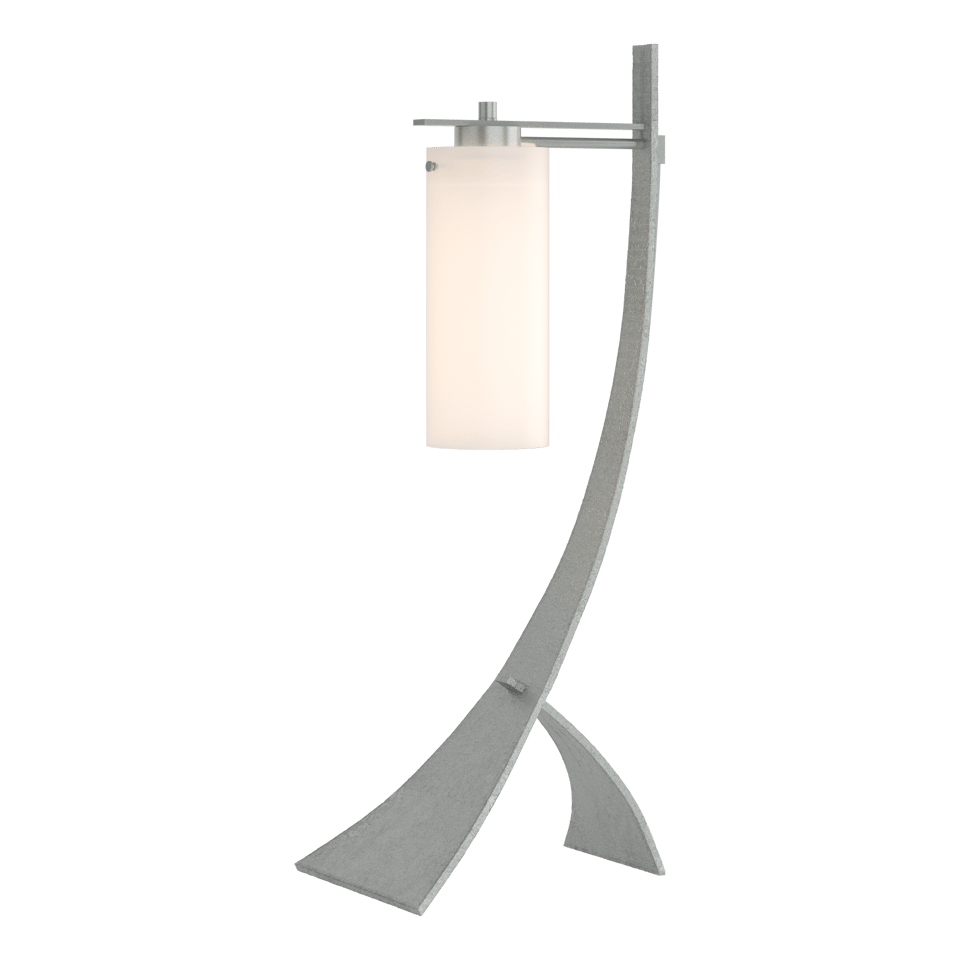 Hubbardton Forge Stasis Table Lamp 100W Dimmable, Handcrafted Iron with Opal Glass Shade