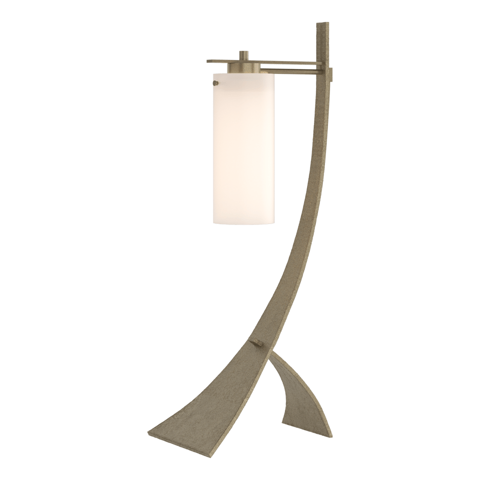 Hubbardton Forge Stasis Table Lamp 100W Dimmable, Handcrafted Iron with Opal Glass Shade