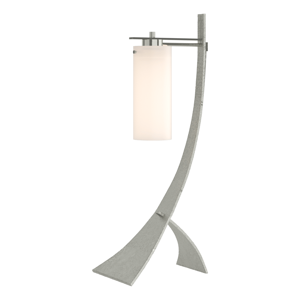 Hubbardton Forge Stasis Table Lamp 100W Dimmable, Handcrafted Iron with Opal Glass Shade