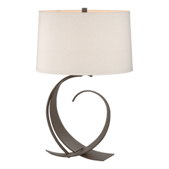 Fullered Impressions Table Lamp By Hubbardton Forge, Artisan Crafted Steel, Linen Shade, 150W E26