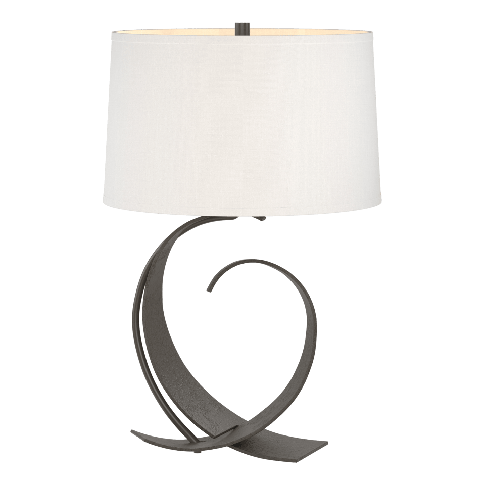 Fullered Impressions Table Lamp By Hubbardton Forge, Artisan Crafted Steel, Linen Shade, 150W E26