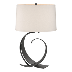 Fullered Impressions Table Lamp By Hubbardton Forge, Artisan Crafted Steel, Linen Shade, 150W E26