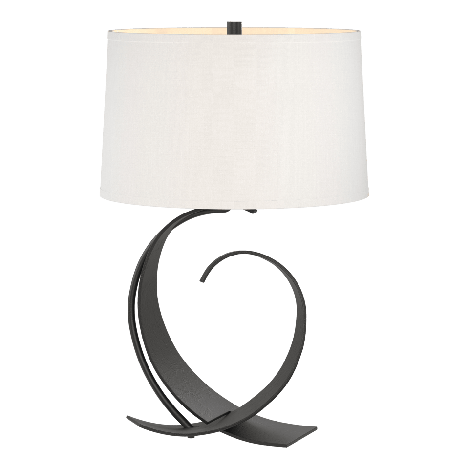 Fullered Impressions Table Lamp By Hubbardton Forge, Artisan Crafted Steel, Linen Shade, 150W E26