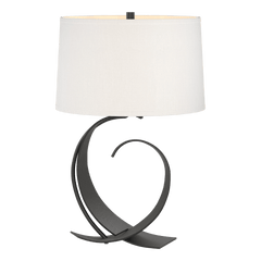 Fullered Impressions Table Lamp By Hubbardton Forge, Artisan Crafted Steel, Linen Shade, 150W E26