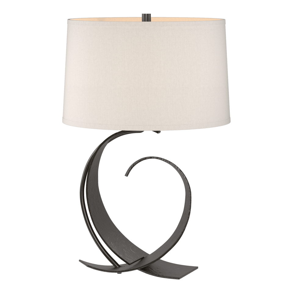 Fullered Impressions Table Lamp By Hubbardton Forge, Artisan Crafted Steel, Linen Shade, 150W E26