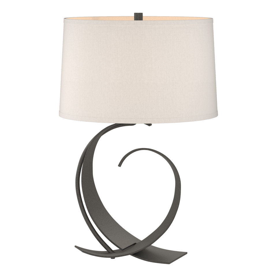 Fullered Impressions Table Lamp By Hubbardton Forge, Artisan Crafted Steel, Linen Shade, 150W E26