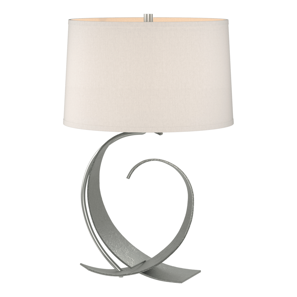 Fullered Impressions Table Lamp By Hubbardton Forge, Artisan Crafted Steel, Linen Shade, 150W E26