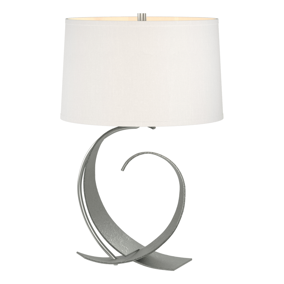 Fullered Impressions Table Lamp By Hubbardton Forge, Artisan Crafted Steel, Linen Shade, 150W E26