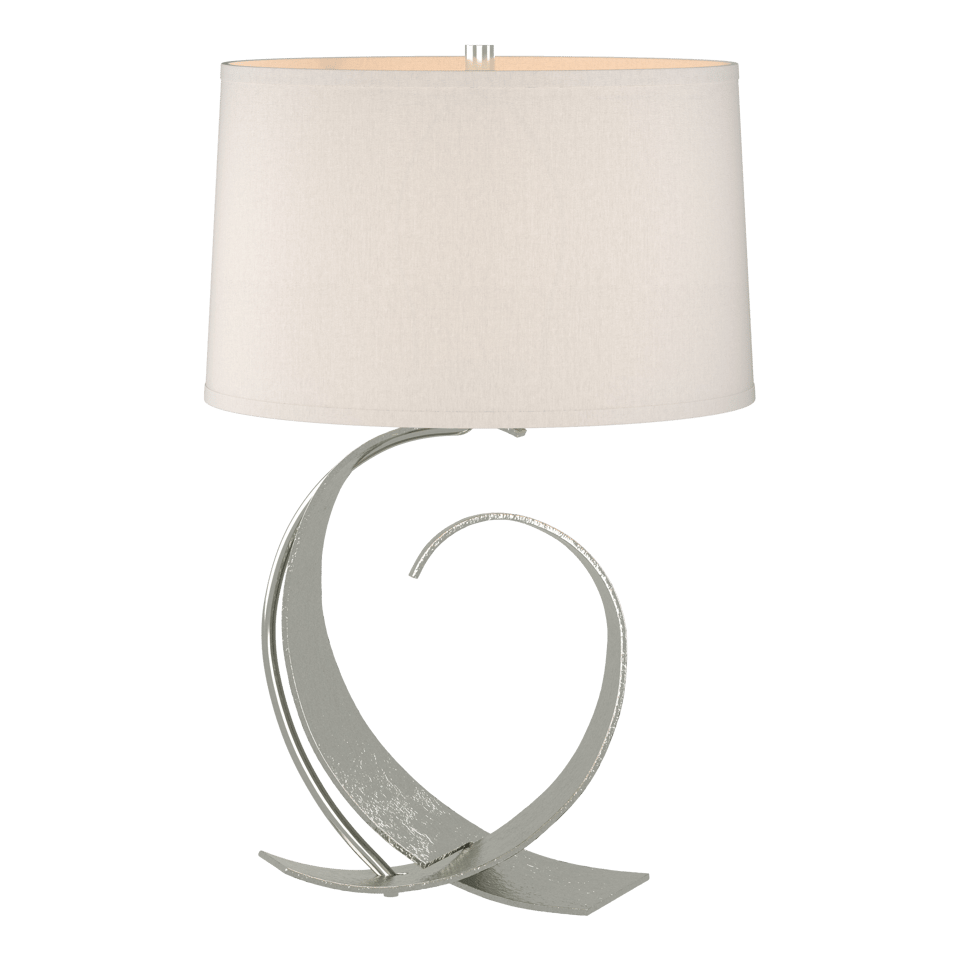 Fullered Impressions Table Lamp By Hubbardton Forge, Artisan Crafted Steel, Linen Shade, 150W E26