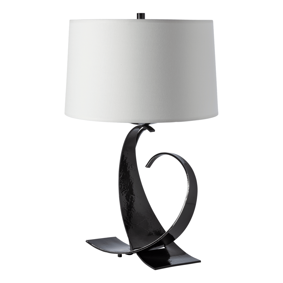 Fullered Impressions Table Lamp By Hubbardton Forge, Artisan Crafted Steel, Linen Shade, 150W E26