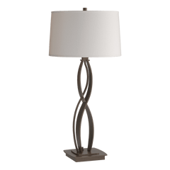 Hubbardton Forge Almost Infinity Table Lamp - Handcrafted Steel with Dimmable Natural Linen Shade