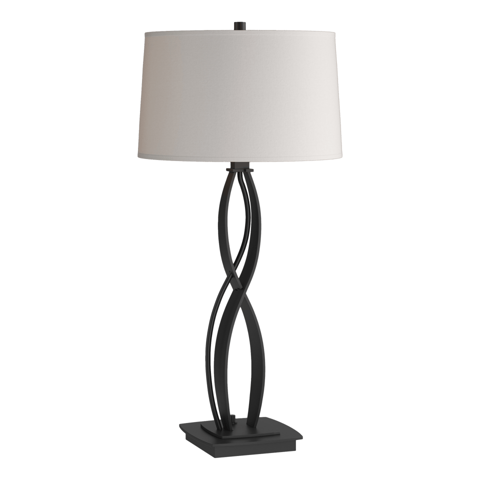 Hubbardton Forge Almost Infinity Table Lamp - Handcrafted Steel with Dimmable Natural Linen Shade