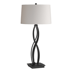 Hubbardton Forge Almost Infinity Table Lamp - Handcrafted Steel with Dimmable Natural Linen Shade