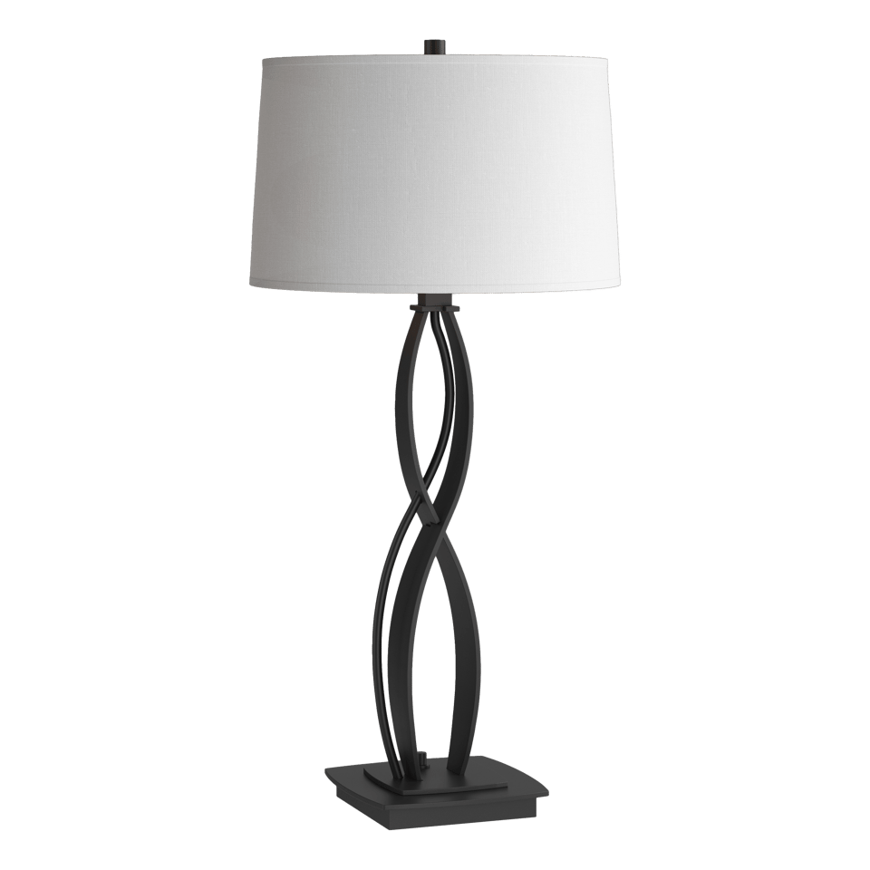 Hubbardton Forge Almost Infinity Table Lamp - Handcrafted Steel with Dimmable Natural Linen Shade