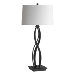 Hubbardton Forge Almost Infinity Table Lamp - Handcrafted Steel with Dimmable Natural Linen Shade