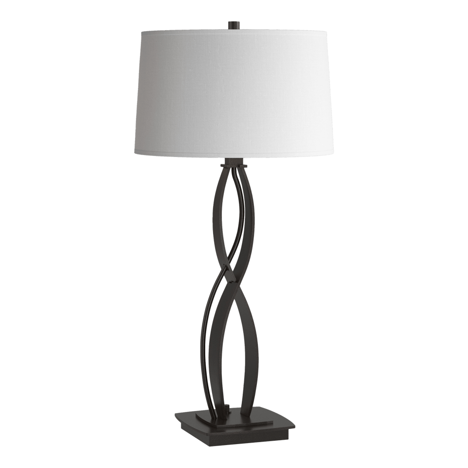 Hubbardton Forge Almost Infinity Table Lamp - Handcrafted Steel with Dimmable Natural Linen Shade