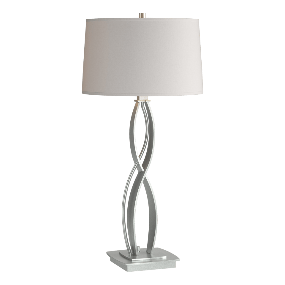 Hubbardton Forge Almost Infinity Table Lamp - Handcrafted Steel with Dimmable Natural Linen Shade