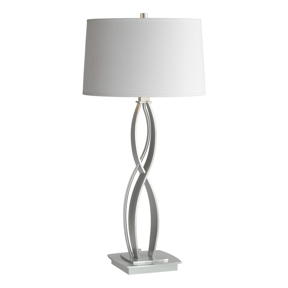 Hubbardton Forge Almost Infinity Table Lamp - Handcrafted Steel with Dimmable Natural Linen Shade