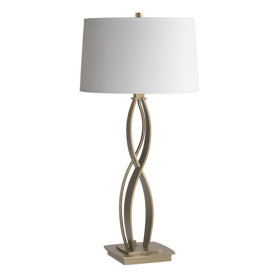 Hubbardton Forge Almost Infinity Table Lamp - Handcrafted Steel with Dimmable Natural Linen Shade