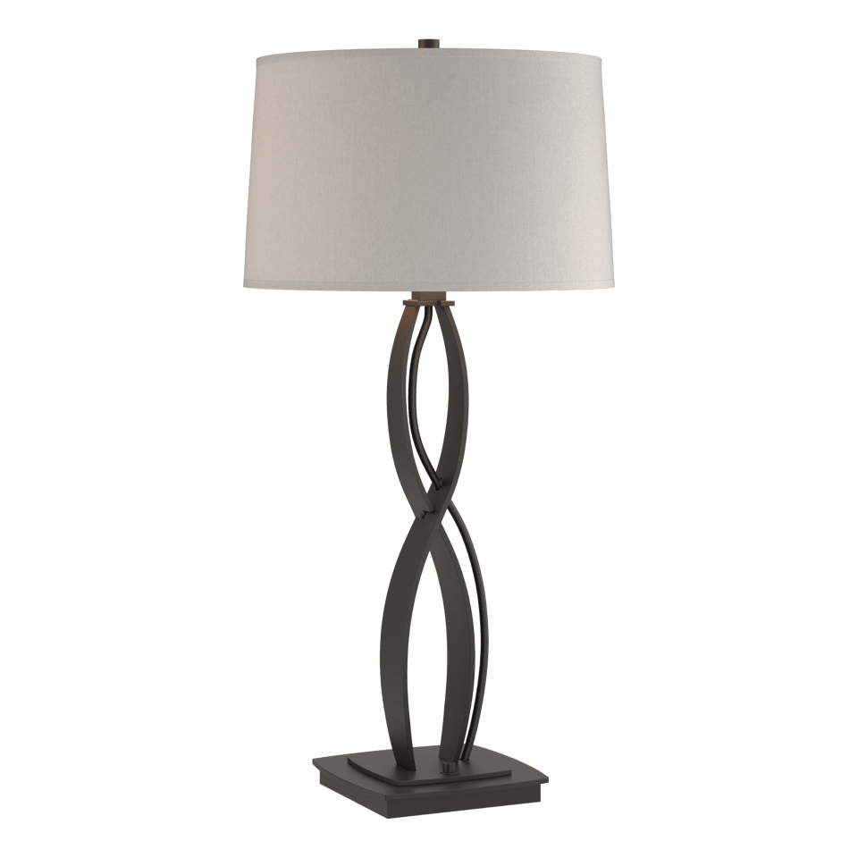 Almost Infinity Tall Table Lamp 31” by Hubbardton Forge, Handcrafted Steel, Dimmable Linen Shade