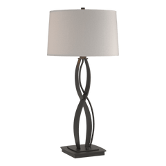 Almost Infinity Tall Table Lamp 31” by Hubbardton Forge, Handcrafted Steel, Dimmable Linen Shade